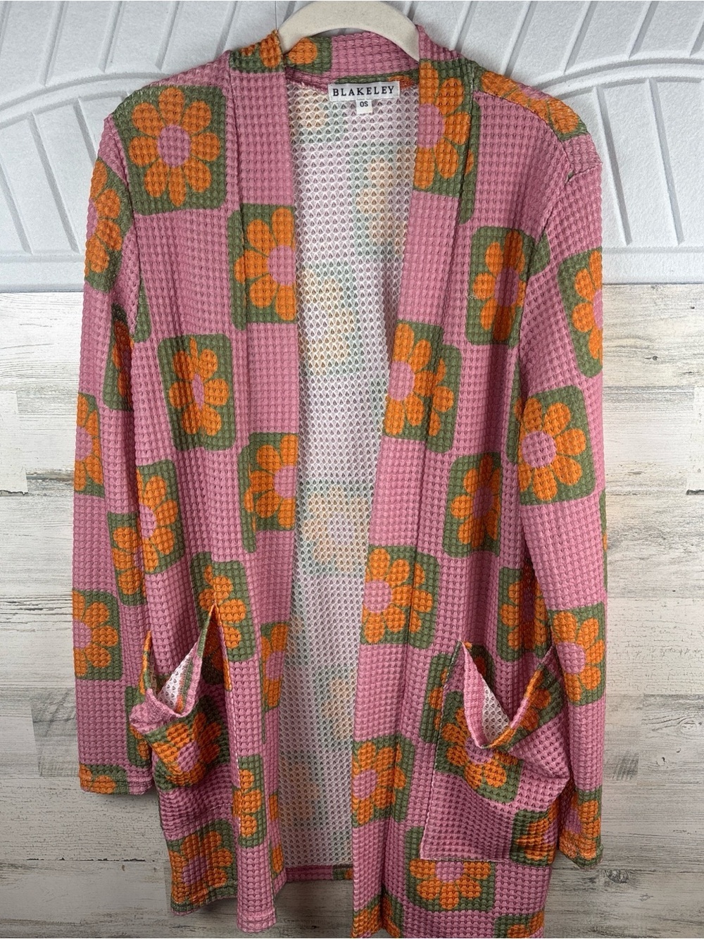Blakeley Pink Floral Waffle Knit Cardigan Camisole Cover